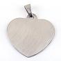201 Stainless Steel Stamping Blank Tag Pendants, with Snap on Bails, One Side Polishing, Heart, 33x34.5x1mm, Hole: 6x4mm