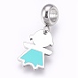 Ion Plating(IP) 304 Stainless Steel European Dangle Charms, Large Hole Pendants, with Enamel, Girl