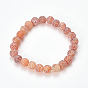 Natural Weathered Agate Beaded Stretch Bracelets, Frosted, Dyed, Round
