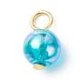Transparent Acrylic Charms, with Iron Findings, AB Color, Round