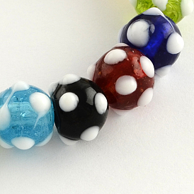 Handmade Lampwork Round Beads Strands, 10x9mm, Hole: 2.5mm, about 40pcs/strand, 13.3 inch