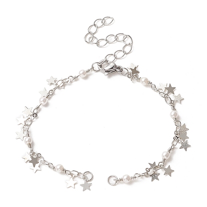 Brass Star Charms Chain Bracelet Making, with Lobster Clasp, for Link Bracelet Making