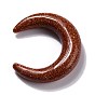 Synthetic Goldstone Beads, No Hole, for Wire Wrapped Pendant Making, Double Horn/Crescent Moon