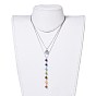 Chakra bijoux, colliers à plusieurs niveaux, avec 304 inoxydable chaînes en acier, pendentif et le homard fermoirs pince, perles naturelles et synthétiques pierres précieuses, boite d'emballage