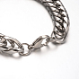 304 Stainless Steel Curb Chain Bracelets, with Lobster Claw Clasps, 220x13x4mm