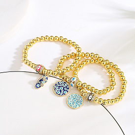 18k bracelet perles oeil plaqué or pour femme - bijoux artisanaux luxueux et chic