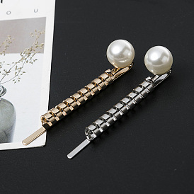 Alloy Hair Bobby Pins, with Plastic Imitation Pearl Beads