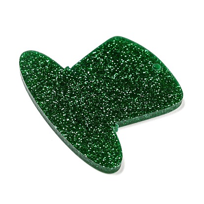 Opaque Printed Acrylic Pendants, with Glitter Powder, Saint Patrick's Day
