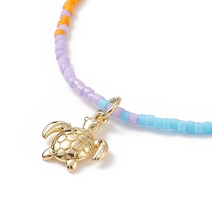 4 Ensemble de bracelets extensibles en perles de verre et perles naturelles de style pcs 4, bracelets empilables breloques étoile de mer et tortue en laiton pour femme