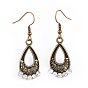Alloy Chandelier Earrings, with Grade A Rhinestone Beads and Iron Earrings Hooks, 50x23mm