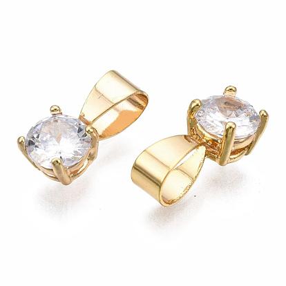 Brass Cubic Zirconia Charms, Nickel Free, Clear