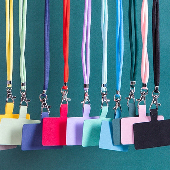 Cordons de téléphone en polyester réglables autour du cou, lanière de téléphone, avec support en plastique et alliage