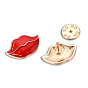 Lip Shape Enamel Pin, Light Gold Plated Alloy Fashion Badge for Backpack Clothes, Nickel Free & Lead Free