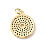 Rack Plating Brass Micro Pave Colorful Cubic Zirconia Pendants, Long-Lasting Plated, Cadmium Free & Lead Free, Round Ring