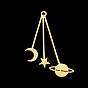 Placage ionique (ip) 201 pendentifs en acier inoxydable, Coupe au laser, lune, étoile et planète