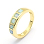 Synthetic Opal Finger Rings, with Brass Findings, Long-Lasting Plated, Size 7