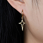 925 boucles d'oreilles créoles pendantes en argent sterling pour femmes, étoiles creux, avec cachet s
