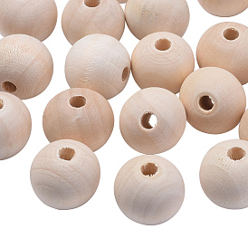 Perles en bois naturel non fini, perles d'espacement en bois rondes en vrac pour la fabrication artisanale, sans plomb