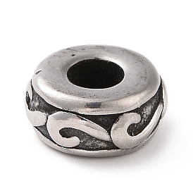 304 acier inoxydable perles européennes, Perles avec un grand trou   , rondelle avec nuages de bon augure