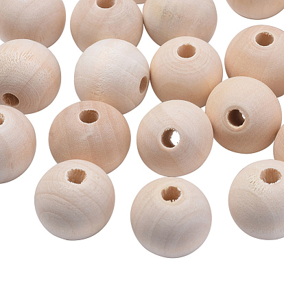 Unfinished Natural Wood Beads, Round Wooden Loose Beads Spacer Beads for Craft Making, Lead Free