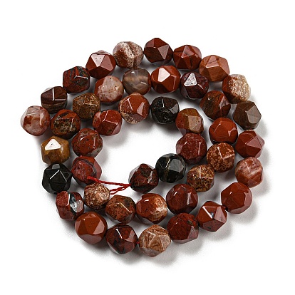 Natural Red Jasper Beads Strands, Faceted, Polygon