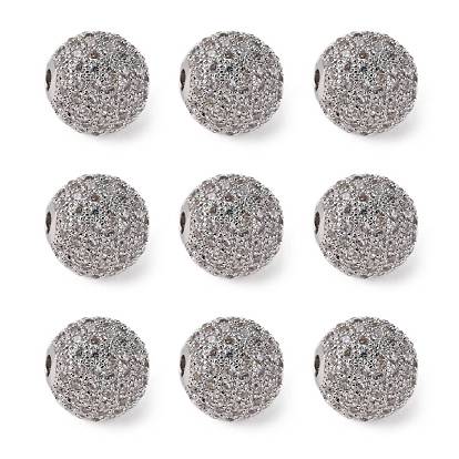 Perles de cubes zircone en laiton , ronde, 12mm, Trou: 2mm