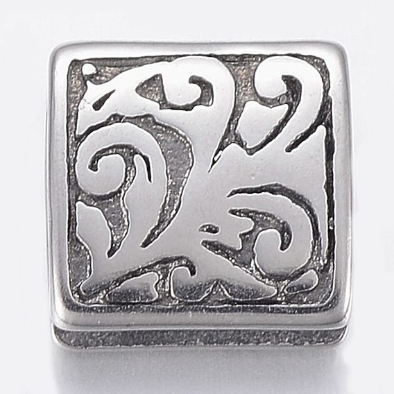 304 Stainless Steel Slide Charms, Square