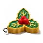 Opaque Resin Pendants, with Platinum Tone Iron Loops, Christmas Theme, Fruit with Leaves
