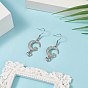 316 Surgical Stainless Steel Moon Heart Dangle Earring, Alloy Crystal Rhinestone Jewelry for Women