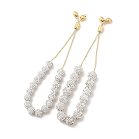 Bracelets coulissants perlés ronds en strass, bijoux en laiton plaqué or véritable 18k pour femmes