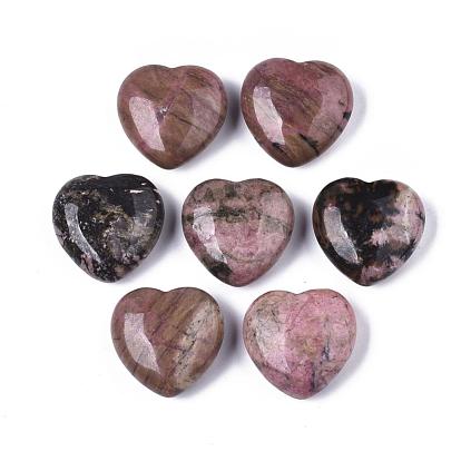 Natural Rhodonite Heart Love Stone, Pocket Palm Stone for Reiki Balancing