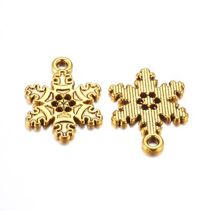 Tibetan Style Alloy Pendants, Lead Free and Cadmium Free, Snowflake, Christmas, 22x16x2mm, Hole: 1.5mm