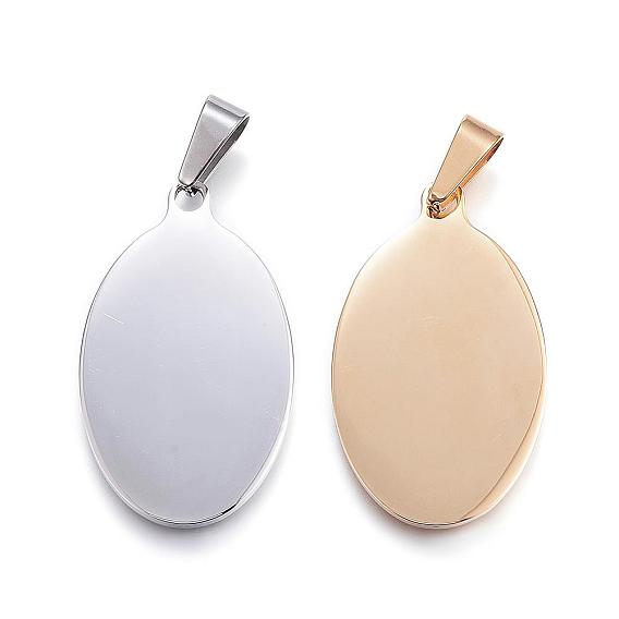 304 Stainless Steel Pendants, Flat Oval, Stamping Blank Tag