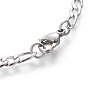304 Stainless Steel Figaro Chain Bracelets, with Lobster Claw Clasps