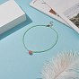 Resin Flower Bud Pendant Necklaces, Glass & ABS Plastic Imitation Pearl Bead Beaded Choker Necklace with 304 Stainless Steel Lobster Claw Clasps & Extender Chain, for Women