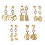 Vacuum Plating Golden 304 Stainless Steel Geometry Dangle Stud Earrings, Rhinestone Ring Drop Earrings