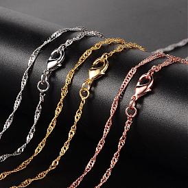 Brass Necklaces, Singapore Chains/Water Wave Chains, with Lobster Clasp