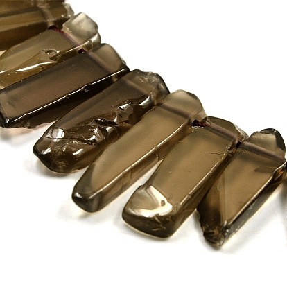 Irregular Strip Natural Smoky Quartz Graduated Beads Strands, 23~62x10~12x4~6mm, Hole: 2mm, about 38pcs/strand, 15.3 inch