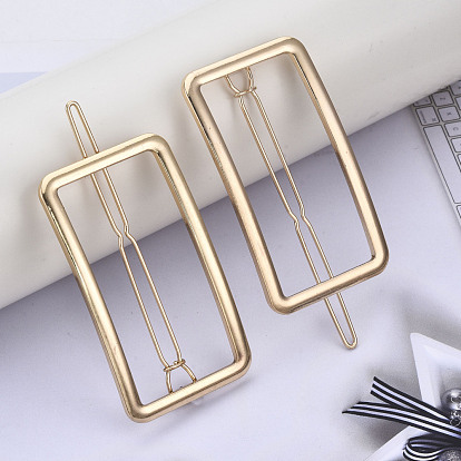 Alloy Hollow Geometric Hair Pin, Ponytail Holder Statement, Hair Accessories for Women, Cadmium Free & Lead Free, Rectangle