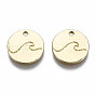 Alloy Charms, Cadmium Free & Nickel Free & Lead Free, Flat Round with Wave Pattern