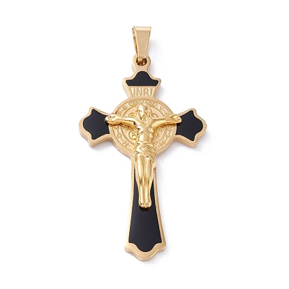 Placage sous vide thème de pâques 304 pendentifs émaillés en acier inoxydable, crucifix croix