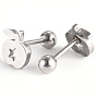 201 Stainless Steel Barbell Cartilage Earrings, Screw Back Earrings, with 304 Stainless Steel Pins, Apple with Star