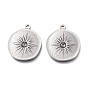 304 Stainless Steel Pendants, Flat Round with Star