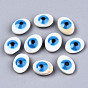 Natural Freshwater Shell Beads, with Enamel, Enamelled Sequins, Oval with Evil Eye