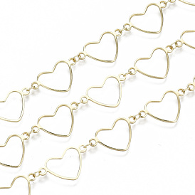 Brass Chains, Heart Link Chains, Long-Lasting Plated, Soldered