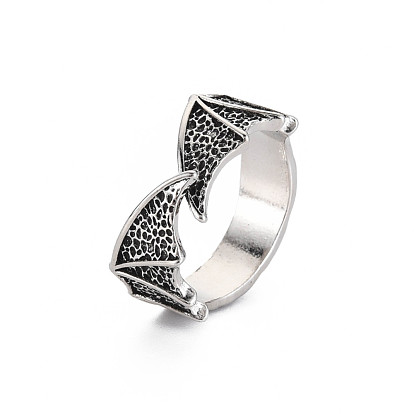 Double Wing Open Cuff Ring, Tibetan Style Alloy Ring for Men Women, Cadmium Free & Lead Free