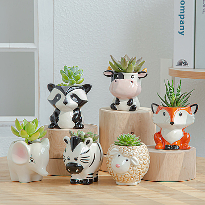 Decoraciones de exhibición de jarrones de animales de porcelana, soporte de flores para la decoración del jardín del hogar