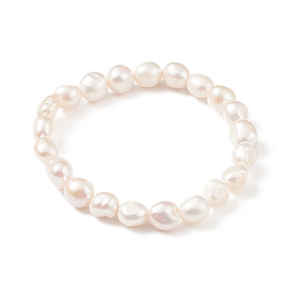 Bracelet extensible en perles de keshi baroque naturel pour femme