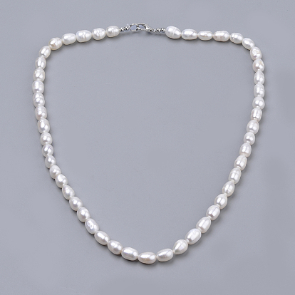 Натуральный жемчуг бисера ожерелья, с застежками латунного омара и железным кольцом