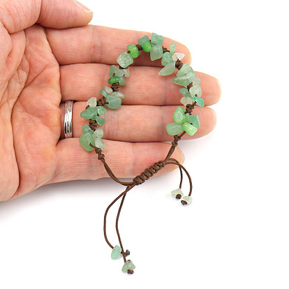 Natural & Synthetic Mixed Gemstone Chips Braided Bead Bracelet, Adjustable Bracelet for Women